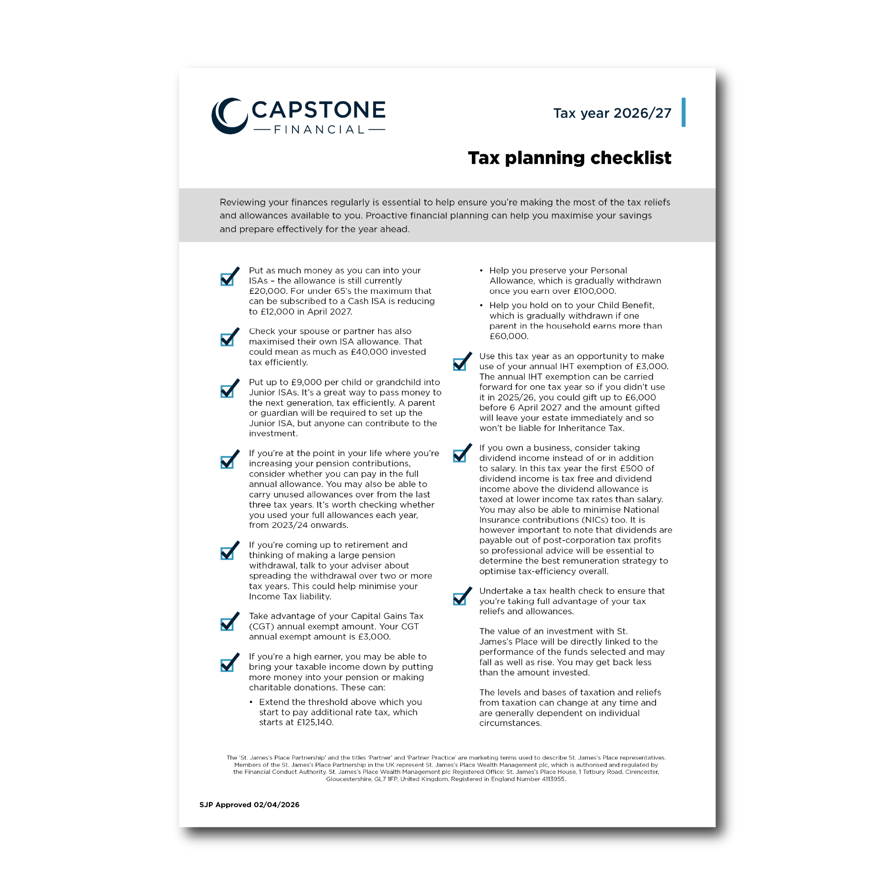 Tax Planning Checklist Image for website